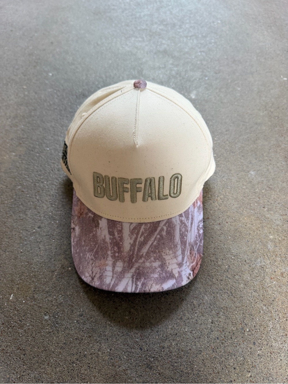 Leveled Up Buffalo Camo Buffalo Hat in Cream Camouflage OS Buffalo Bills NFL